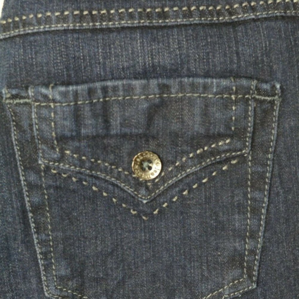 JEANSTAR Size 8 Womens STRAIGHT Leg STRETCH Dark Wash LOW RISE‎ Denim Blue Jeans - Picture 6 of 9